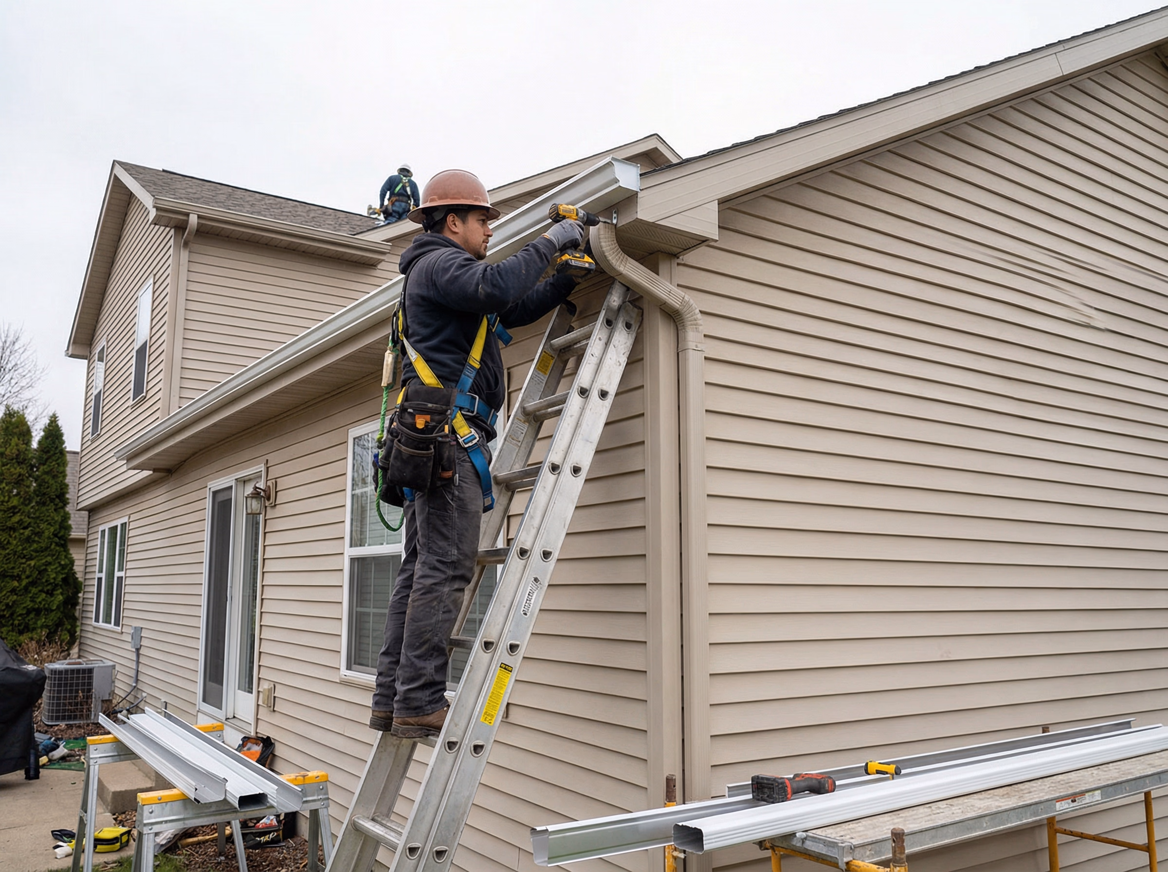Latakų montavimo darbai